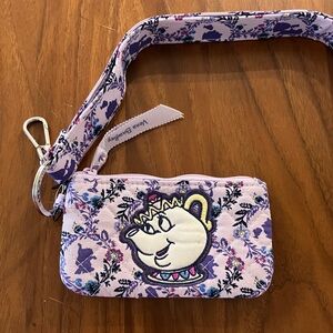 Vera Bradley Mrs. Potts Beauty & the Beast coin ID lanyard wallet NWT